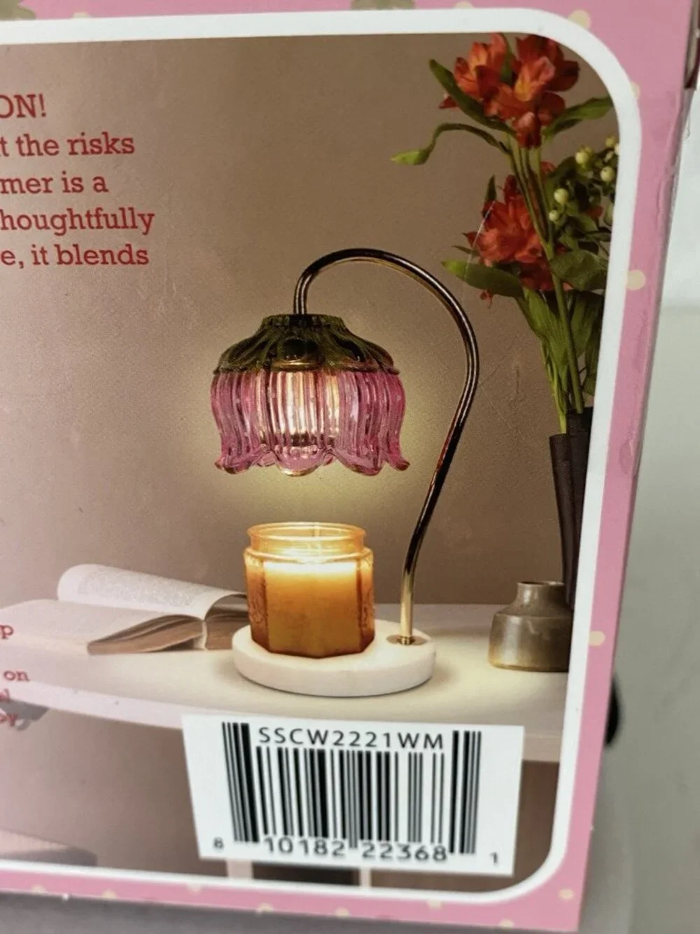 Strawberry Shortcake Candle Warmer Lamp Glass Shade PINK W/Marble Base VIRAL NEW